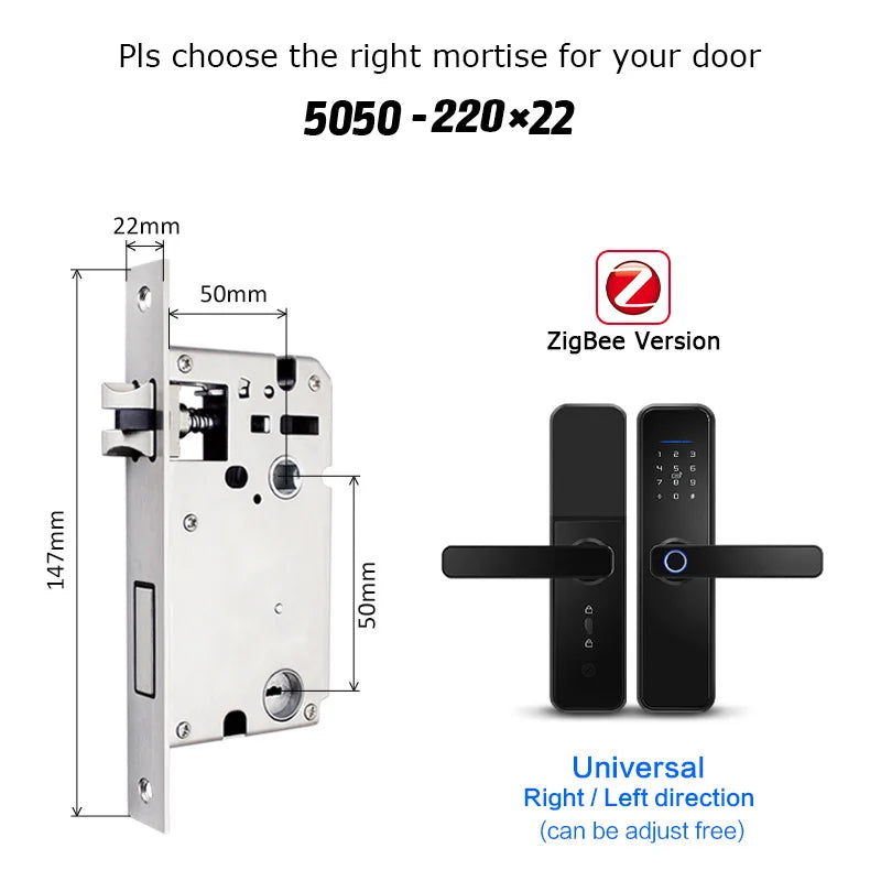 X5 Tuya Zigbee fechadura eletronico digital waterpoof Door lock Biometric Fingerprint Replaceable direction Smart  door lock
