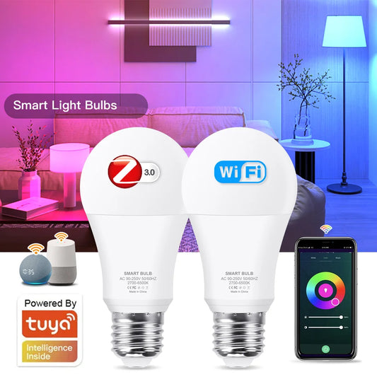 1Pcs 18W 15W Zigbee Led Light bulb RGB+WW+CW E27 Tuya Wifi Smart Home Led Lamps Compatible With Alexa Amazon Google Assistant