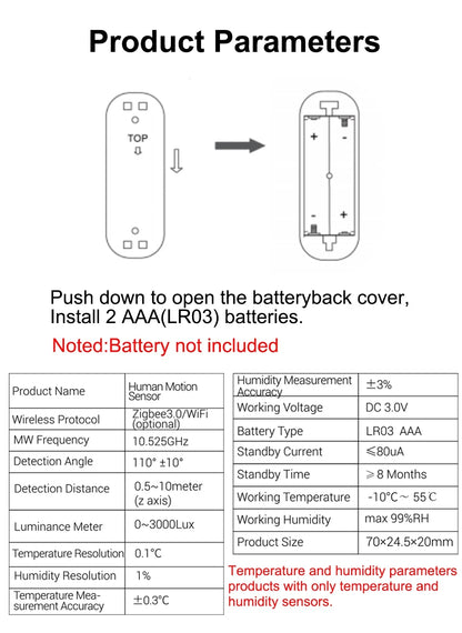 Zigbee 10G MmWave Radar Motion Sensor Human Detector with Illuminance Temperature Humidity Sensor Support Tuya Zigbee2MQTT