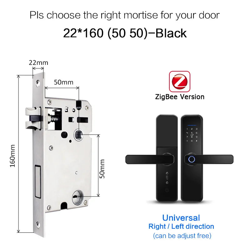 X5 Tuya Zigbee fechadura eletronico digital waterpoof Door lock Biometric Fingerprint Replaceable direction Smart  door lock