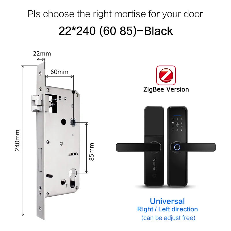 X5 Tuya Zigbee fechadura eletronico digital waterpoof Door lock Biometric Fingerprint Replaceable direction Smart  door lock