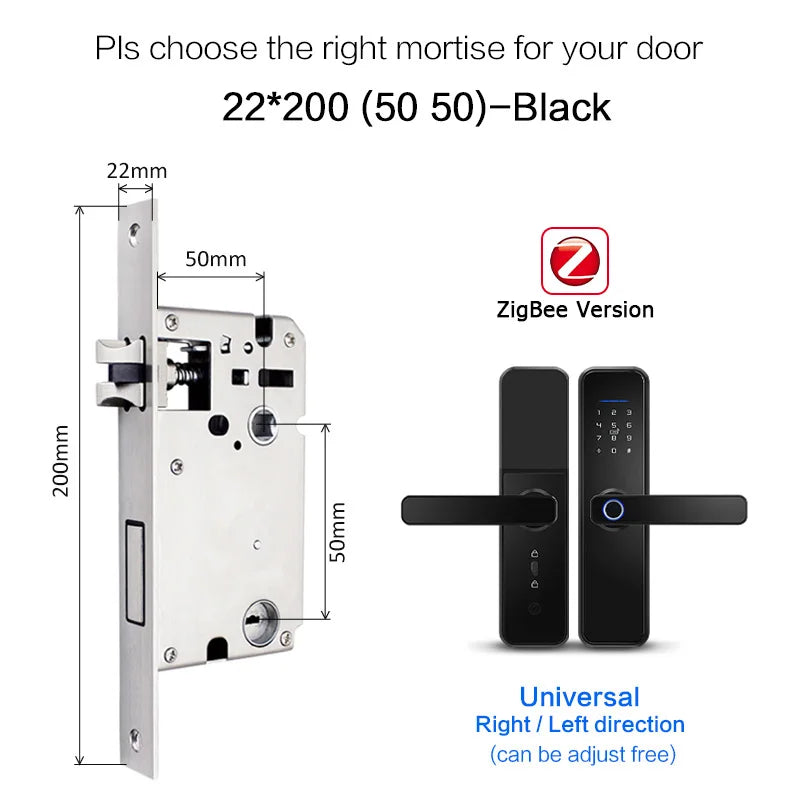 X5 Tuya Zigbee fechadura eletronico digital waterpoof Door lock Biometric Fingerprint Replaceable direction Smart  door lock