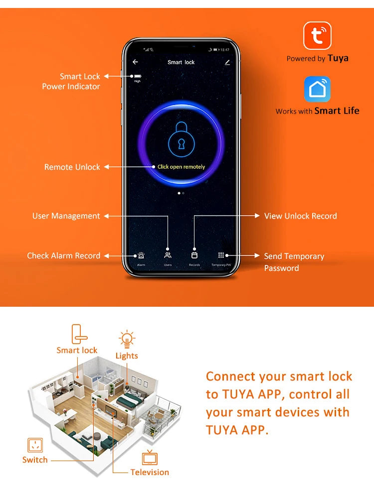 X5 Tuya Zigbee fechadura eletronico digital waterpoof Door lock Biometric Fingerprint Replaceable direction Smart  door lock