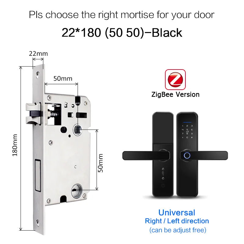 X5 Tuya Zigbee fechadura eletronico digital waterpoof Door lock Biometric Fingerprint Replaceable direction Smart  door lock