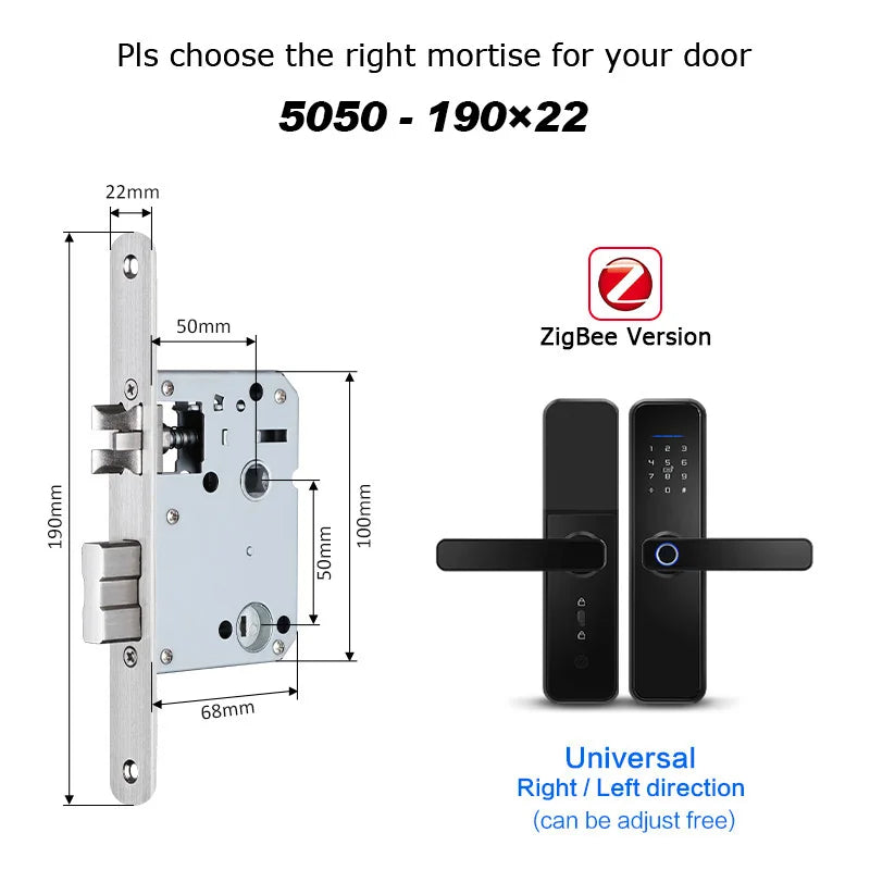 X5 Tuya Zigbee fechadura eletronico digital waterpoof Door lock Biometric Fingerprint Replaceable direction Smart  door lock
