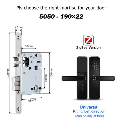 X5 Tuya Zigbee fechadura eletronico digital waterpoof Door lock Biometric Fingerprint Replaceable direction Smart  door lock
