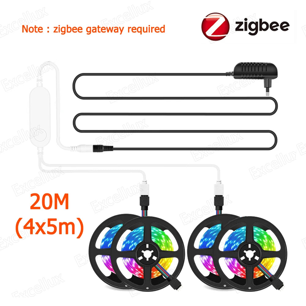 Nexdom™ Smart LED Strip – Fita LED RGB Zigbee/WiFi 5–20M