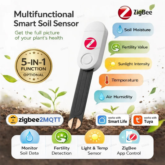 Zigbee Soil Moisture Sensor Fertility Sunlight Ambient Humidity Temperature Tester Monitor Detector For Smart Life TUYA 2MQTT