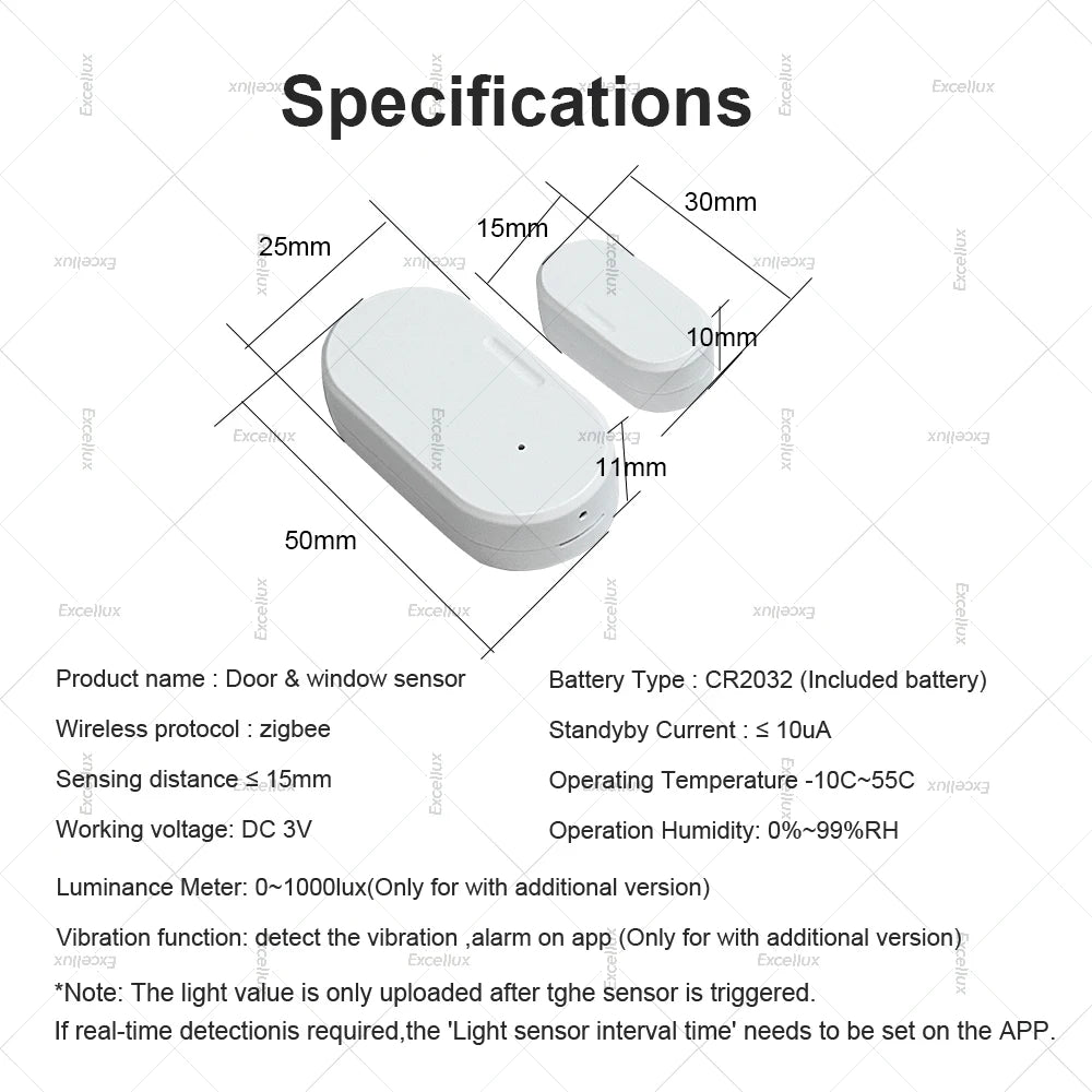 Zigbee 3.0 Door Window Sensor With Brightness/Vibration Sensor Smart Home Security Protection Alarm Door Open /Closed Detector