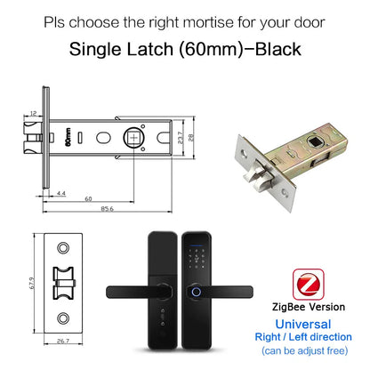X5 Tuya Zigbee fechadura eletronico digital waterpoof Door lock Biometric Fingerprint Replaceable direction Smart  door lock