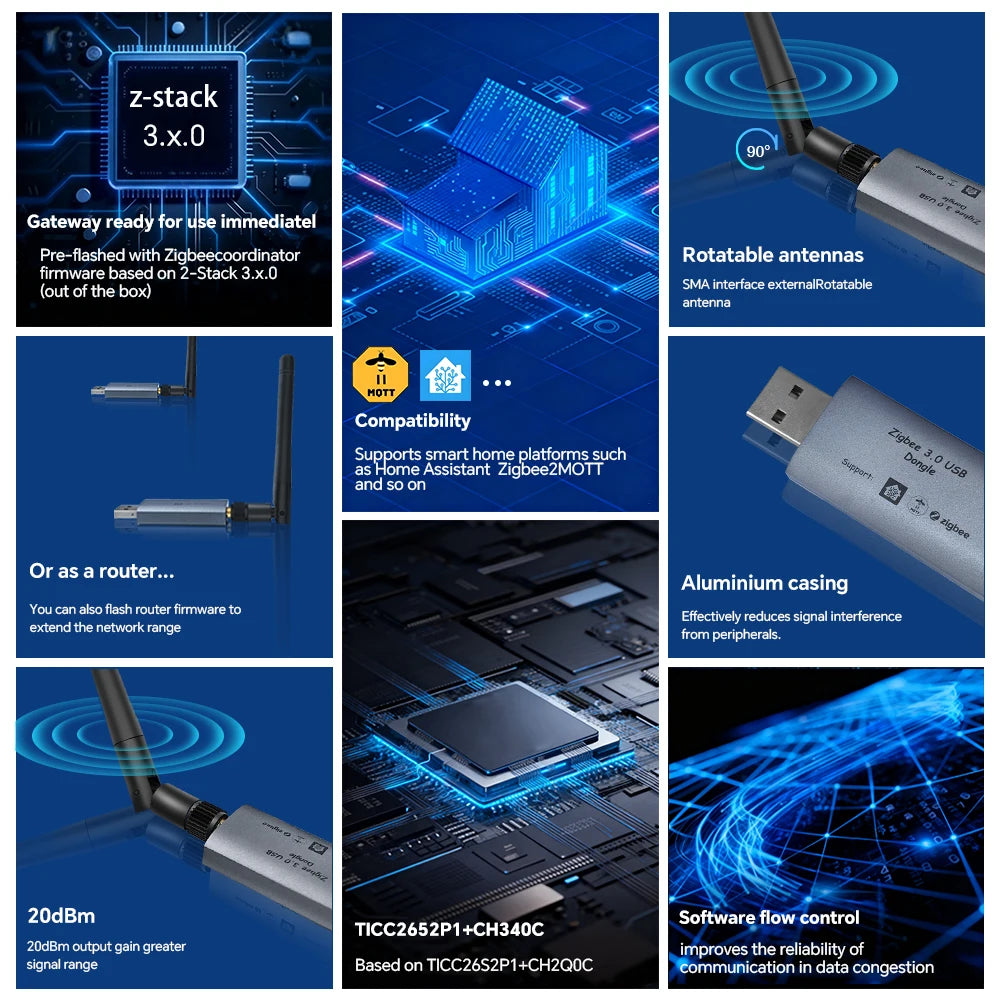 Zigbee  3.0 Dongle-E USB Dongle ZigBee Gateway Universal USB ZigBee Hub for Home Assistant Zigbee2MQTT