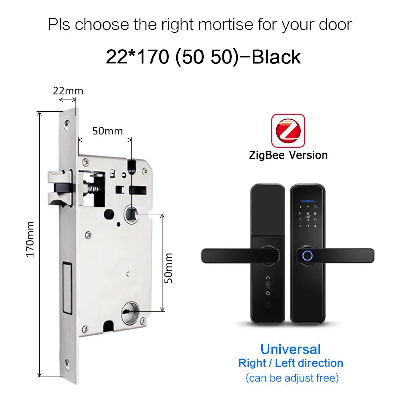 X5 Tuya Zigbee fechadura eletronico digital waterpoof Door lock Biometric Fingerprint Replaceable direction Smart  door lock