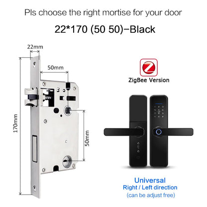 X5 Tuya Zigbee fechadura eletronico digital waterpoof Door lock Biometric Fingerprint Replaceable direction Smart  door lock