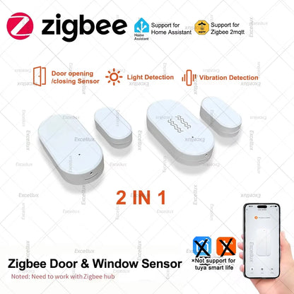 Zigbee 3.0 Door Window Sensor With Brightness/Vibration Sensor Smart Home Security Protection Alarm Door Open /Closed Detector