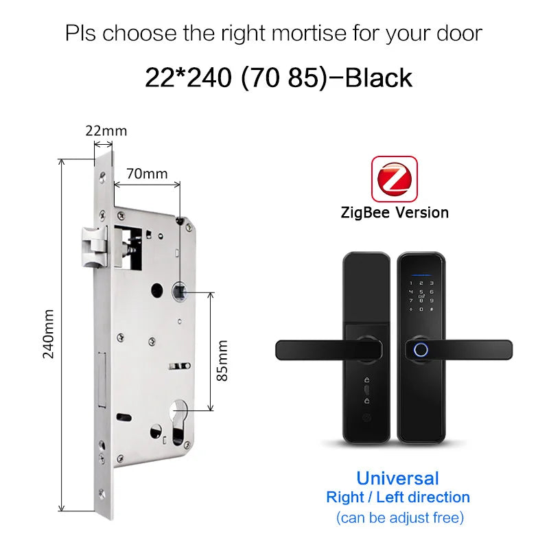 X5 Tuya Zigbee fechadura eletronico digital waterpoof Door lock Biometric Fingerprint Replaceable direction Smart  door lock