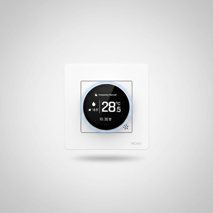 Nexdom Termostato Inteligente MOES ZigBee – Vista frontal fundo neutro premium