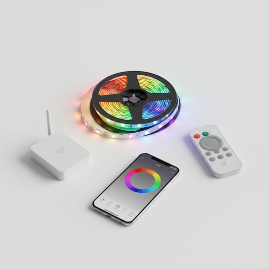 Kit completo Fita LED RGB – fita, controlador, comando e app