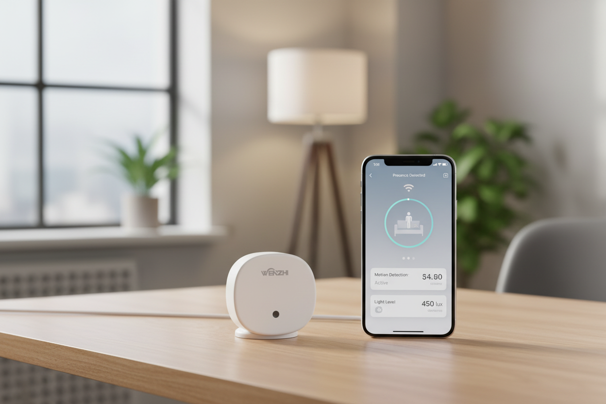 Nexdom Sensor de Presença MmWave ZigBee WiFi Tuya – Controlo via app Tuya com leitura de luminosidade