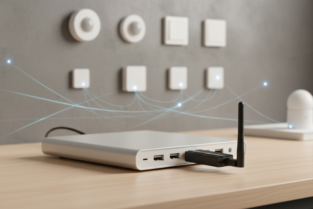 Nexdom Dongle USB ZigBee 3.0 SONOFF ZBDongle-E – Setup de automação doméstica completo