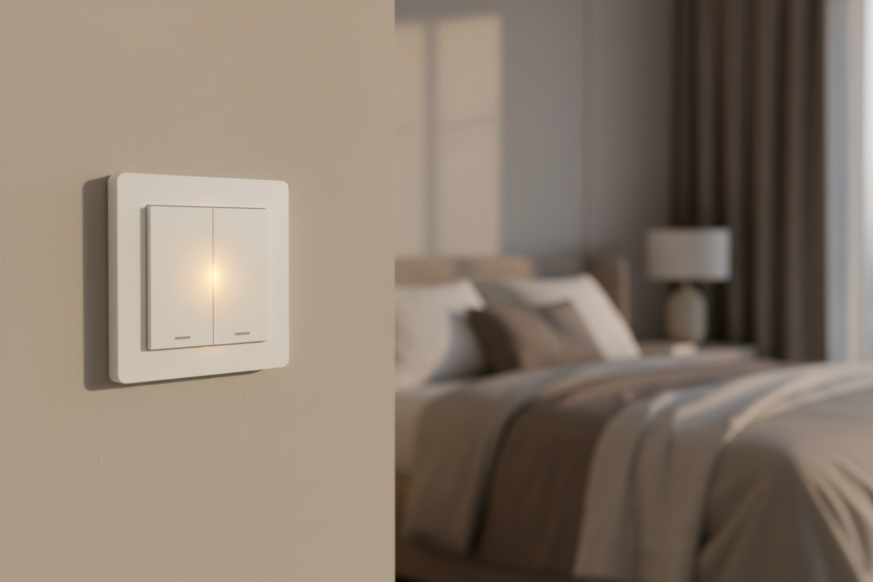 Nexdom Interruptor Inteligente MOES ZigBee – Instalado em quarto moderno