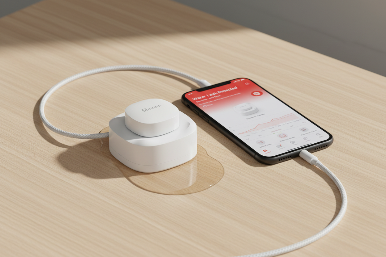Nexdom Detetor de Fuga de Água SONOFF SNZB-05P – Alerta de fuga via app eWeLink