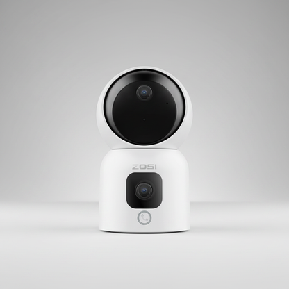 Nexdom Câmara Interior 360° ZOSI PTZ – Vista frontal fundo neutro premium