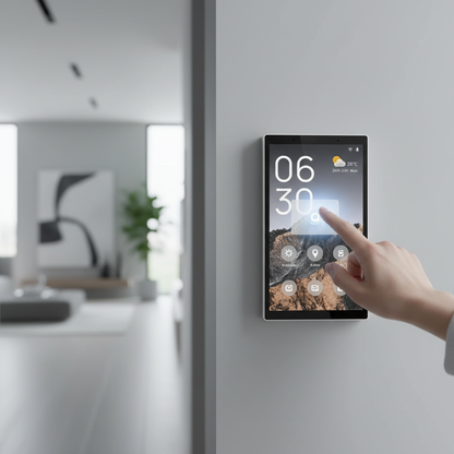 Nexdom Painel de Controlo Touch 5" MOES – Detalhe toque com dedo