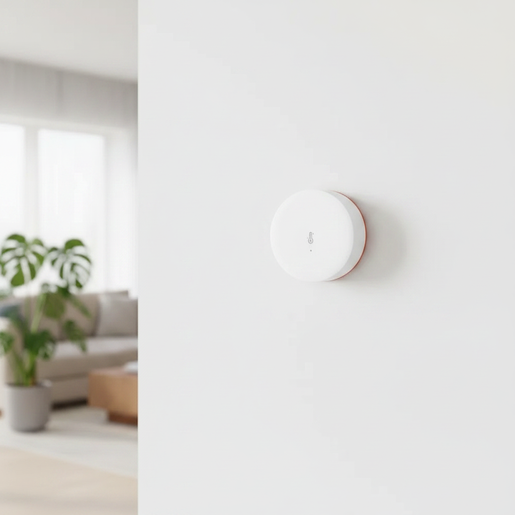 Nexdom Sensor de Temperatura e Humidade SONOFF SNZB-02P – Montado em parede com planta