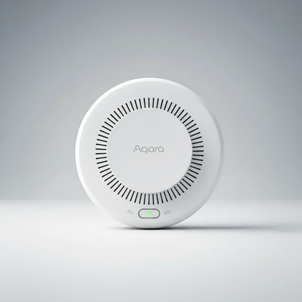 Nexdom Detetor de Fumo Aqara ZigBee 3.0 – Vista frontal fundo neutro premium