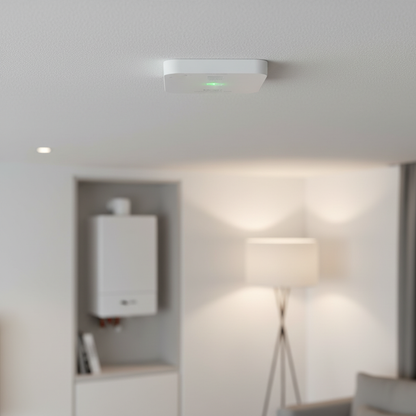 Nexdom Detetor de Monóxido de Carbono e Gás MOES ZigBee – Instalado no teto com caldeira em fundo