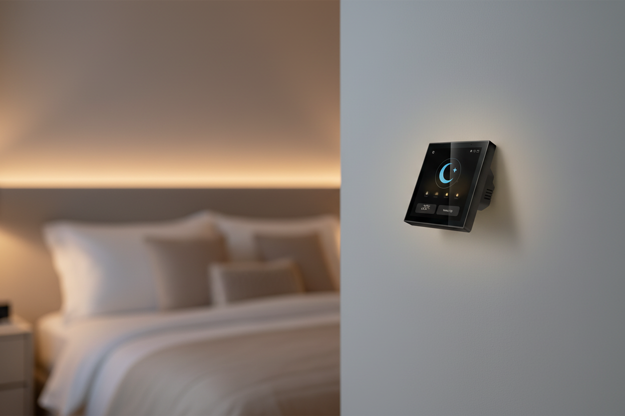 Nexdom Painel de Controlo Touch 4" MOES – Quarto à noite cena de sono